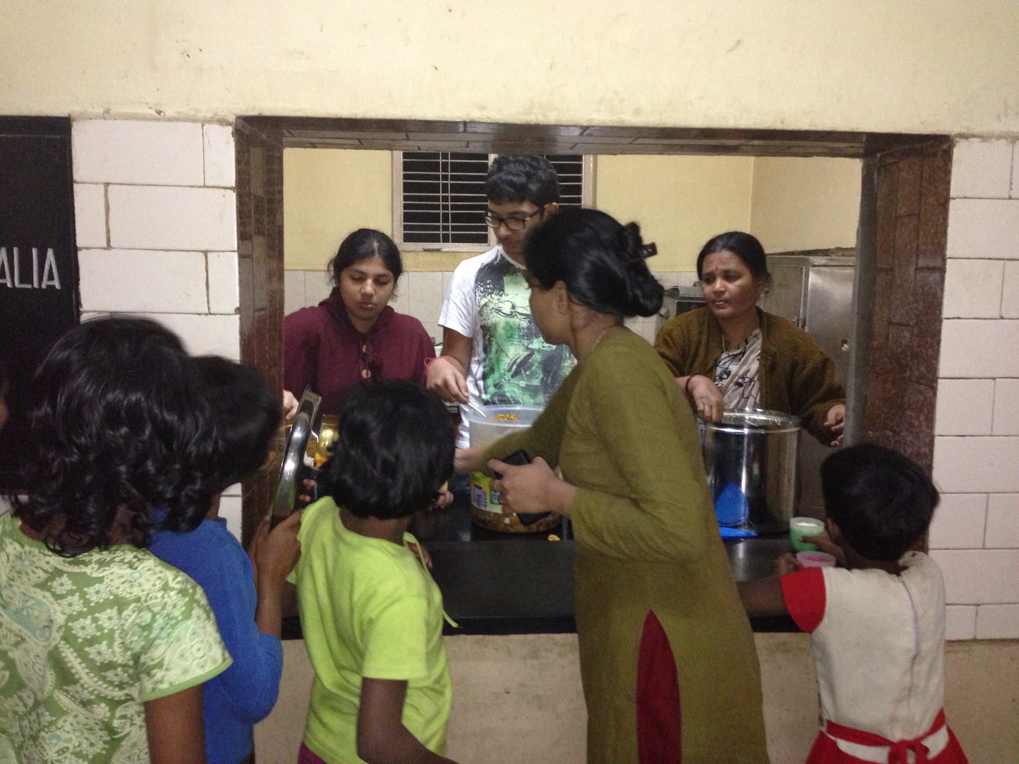 Lunch being served in the center of physically challenged girls in Bangalore