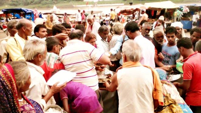 Ammucare - food seva at the river Narada, Guru Purnima 2015