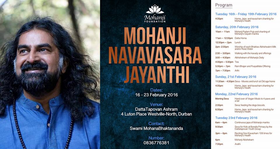 Mohanji Navavasara Jayanti, Mohanjis birthday celebrations in Datta Tapovan South Africa 2016